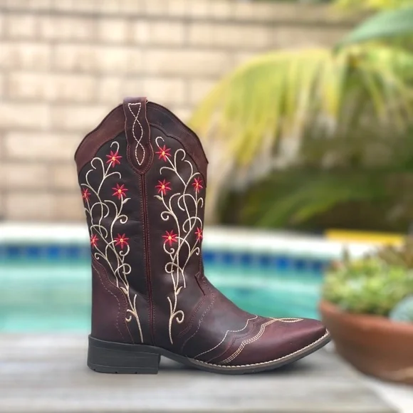 QUT Western Boots for Women Cowboy Riding Mid-Calf Real Leather Zip Cowgirl Boot - Picture 6 of 14